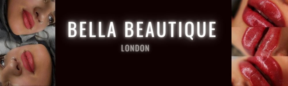 Bella Beautique banner showcasing lip blush service